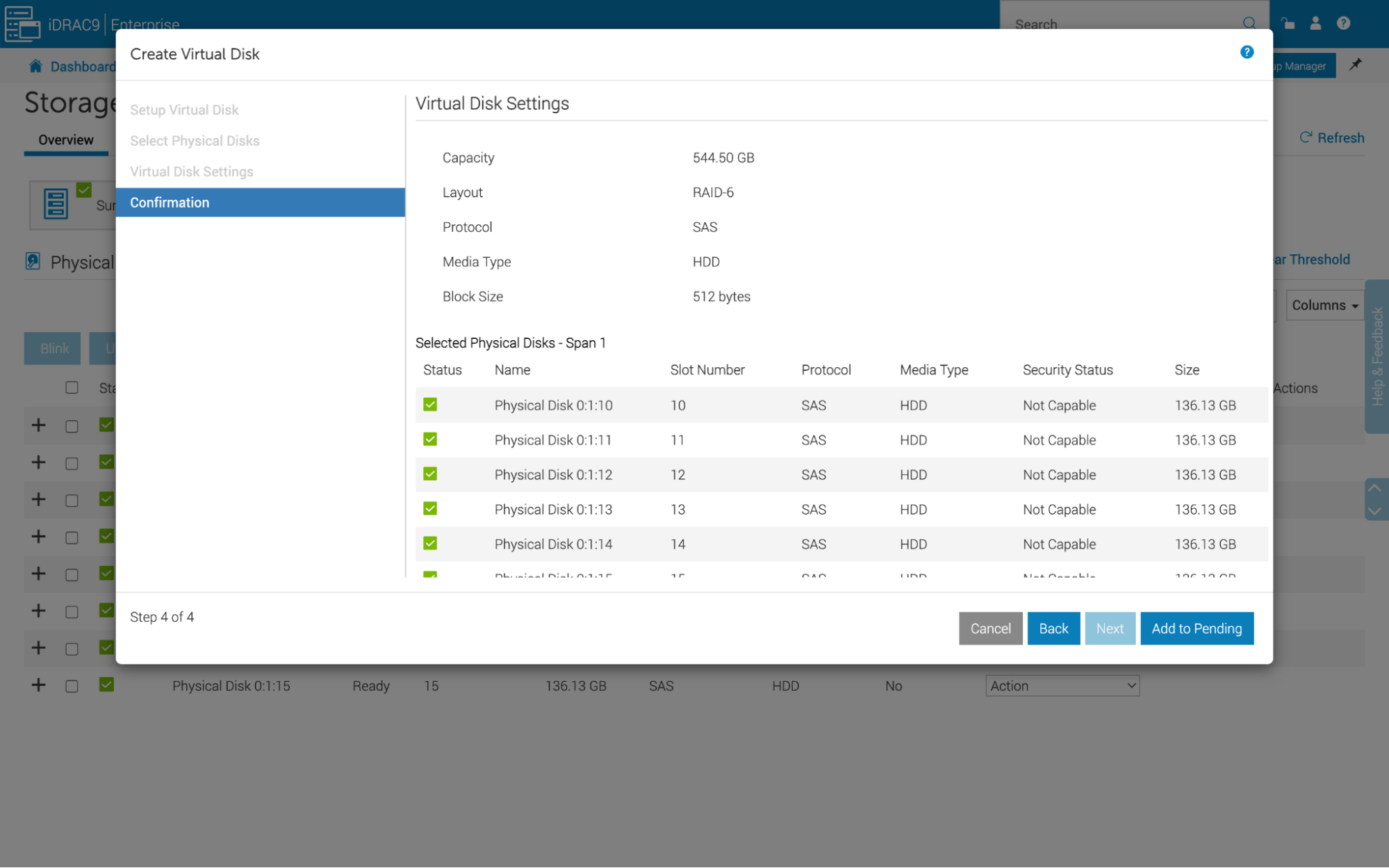 idrac virtual disk settings